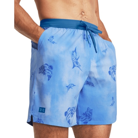 UNDER ARMOUR • Viral Blue Celeste Shorebreak Board Short Swim Fish Surf Beach - Picture 2 of 8